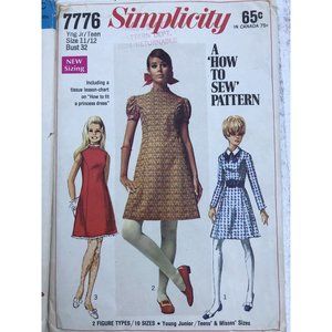 Vtg Simplicity 7706 11 M L Dress Jumper Tunic Pants Pattern Retro MOD 70s Sewing